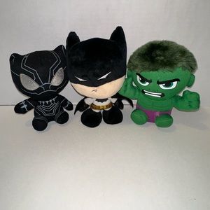 DC Comic and TY Plush Lot of Three Incredible Hulk, Batman and Black Panther